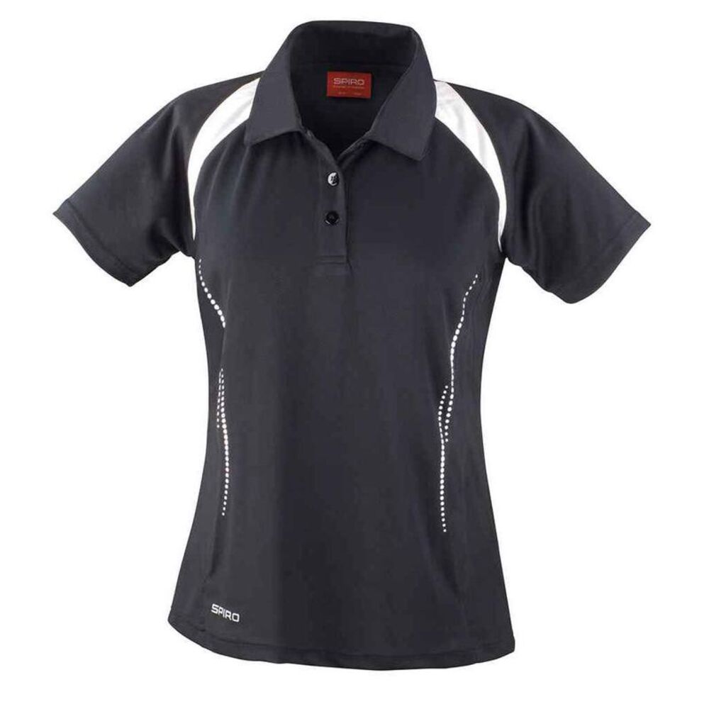 Spiro Womens/Ladies Team Spirit Polo Shirt / Black/White